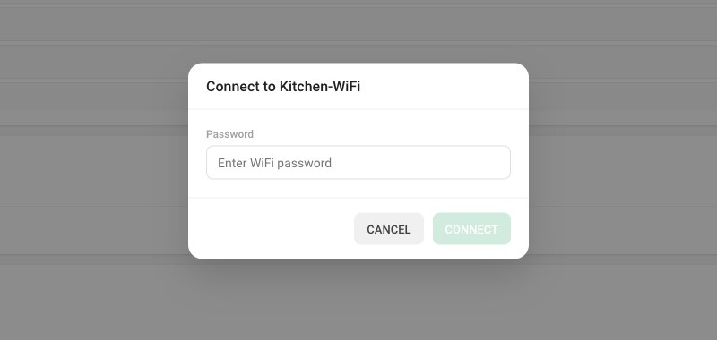 The Connect dialog asking for the Wi-Fi password